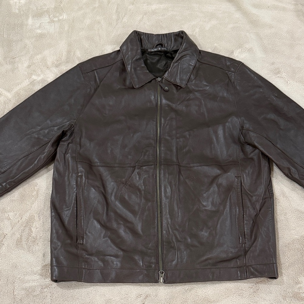 Tiger Woods Brand Men's Brown Leather Jacket Size XL